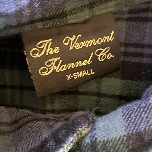 Vermont Flannel Co Unisex Black Watch Plaid Henley Oversized XS USA Made - Picture 10 of 14